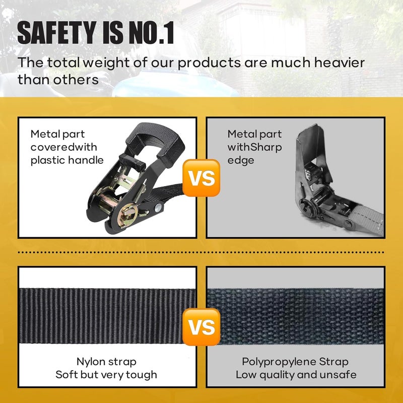 Ayaport Endless Ratchet Straps (No Hooks) 1" x 8' Heavy Duty Small Ratchet Tie Down Straps 1860lbs Break Strength Black Tie Downs for Cargo, Truck Bed, Motorcycle - Image 5